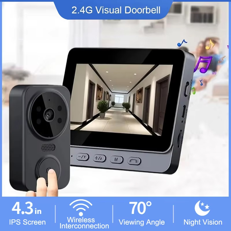 Smart Home Wiz - 4.3 Inch WiFi Wireless Video Doorbell