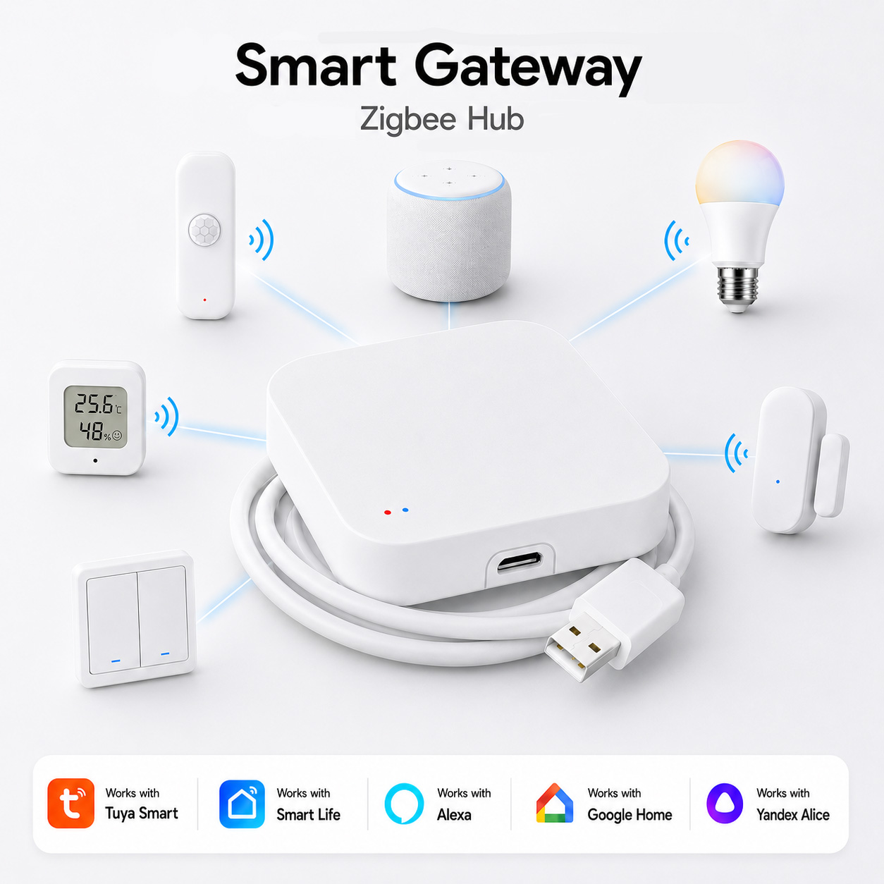 Smart Home Bridge - Tuya Zigbee 3.0 Gateway Wifi Mesh