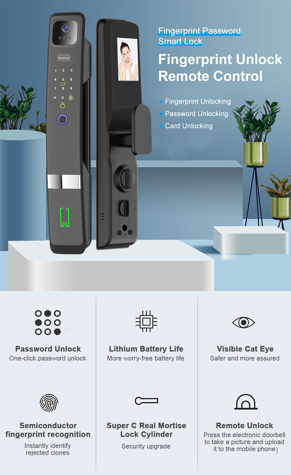 Tuya Wifi Fingerprint 3D Face  - Video Doorbell ulasan dan harga