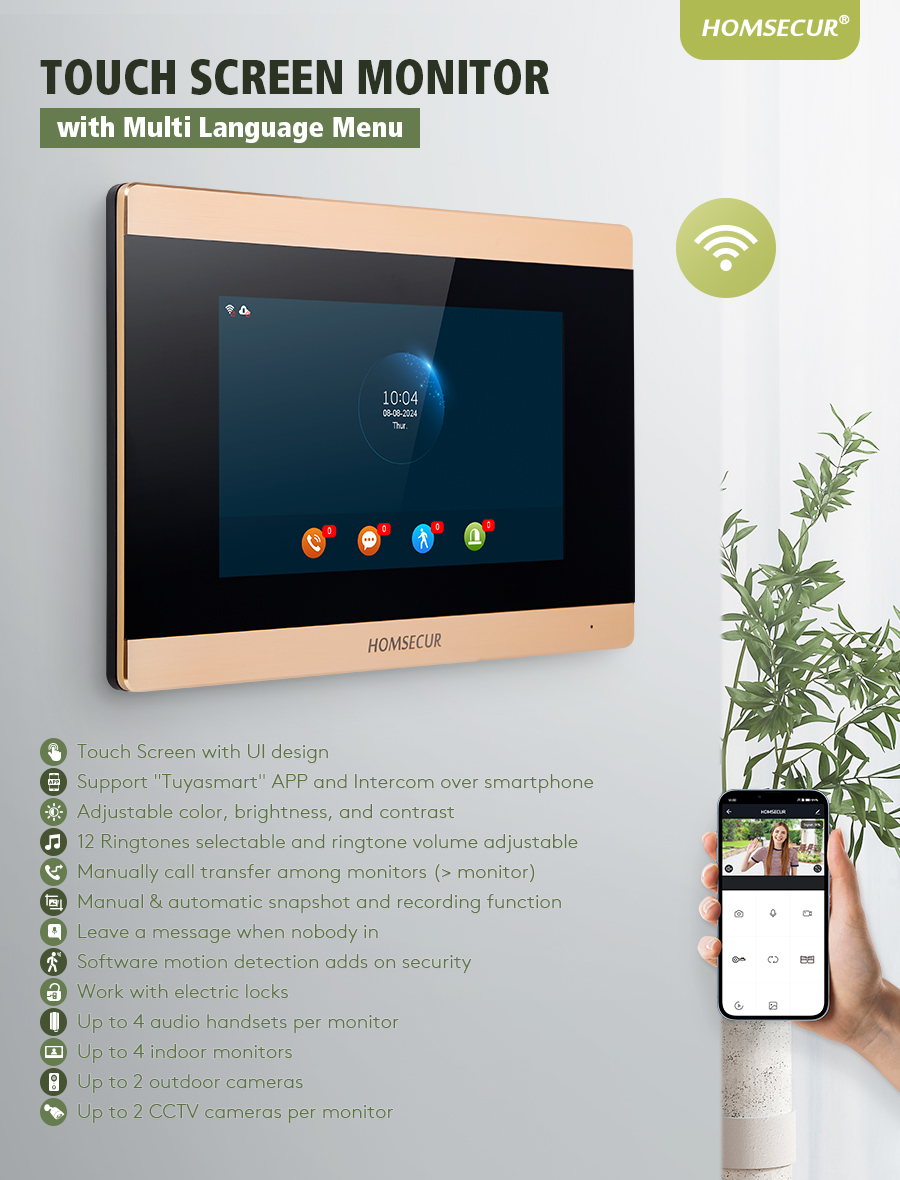 HOMSECUR BA15D-G Indoor Monito - Video Doorbell ulasan dan harga
