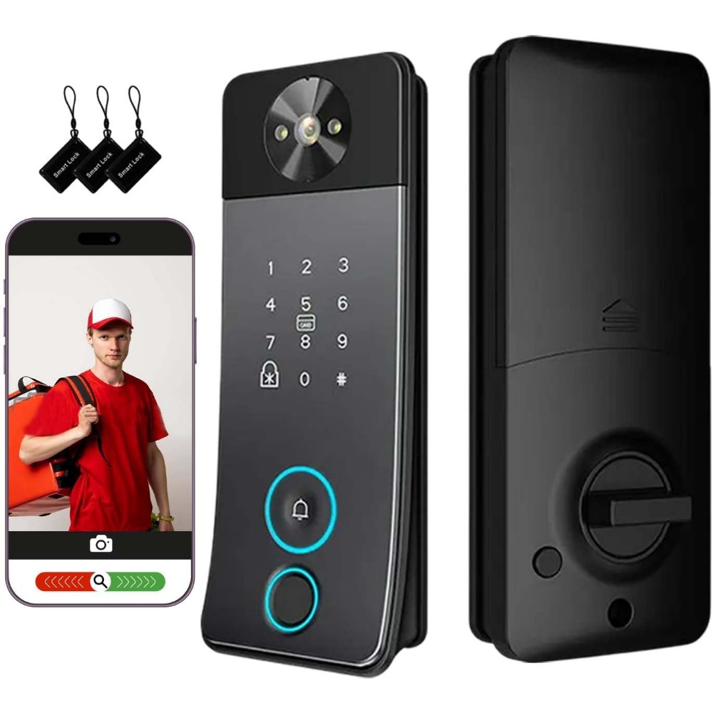Smart Door Lock with Camera, D - Video Doorbell ulasan dan harga