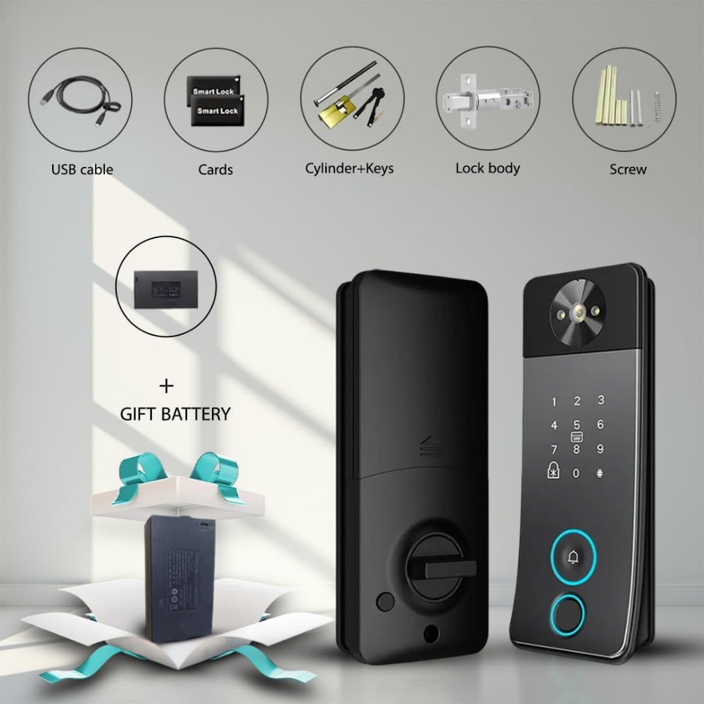 Smart Door Lock with Camera, D - Video Doorbell ulasan dan harga