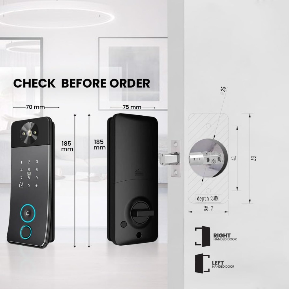 Smart Door Lock with Camera, D - Video Doorbell ulasan dan harga