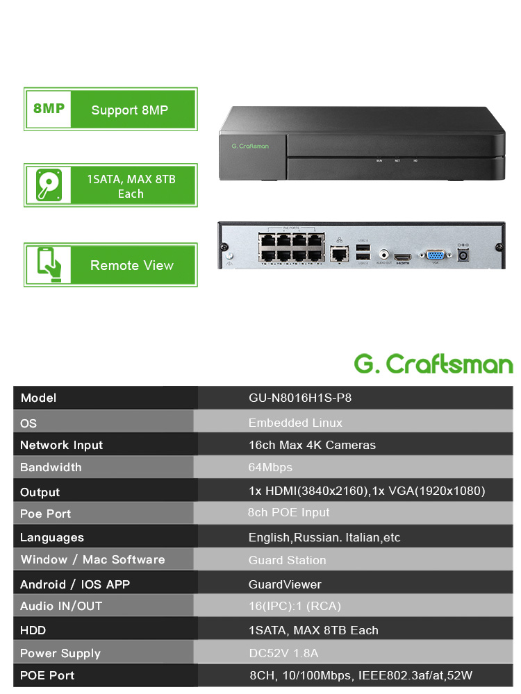 C-U,8CH POE Network Video Reco - Smart Home Microsoft ulasan dan harga