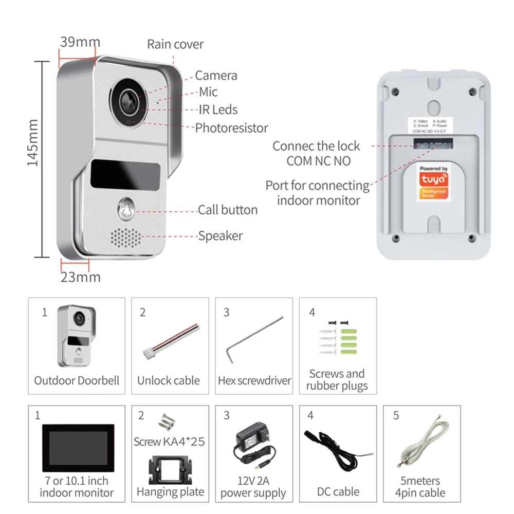 Door Intercom Doorbell, 10.1 I - Video Doorbell ulasan dan harga