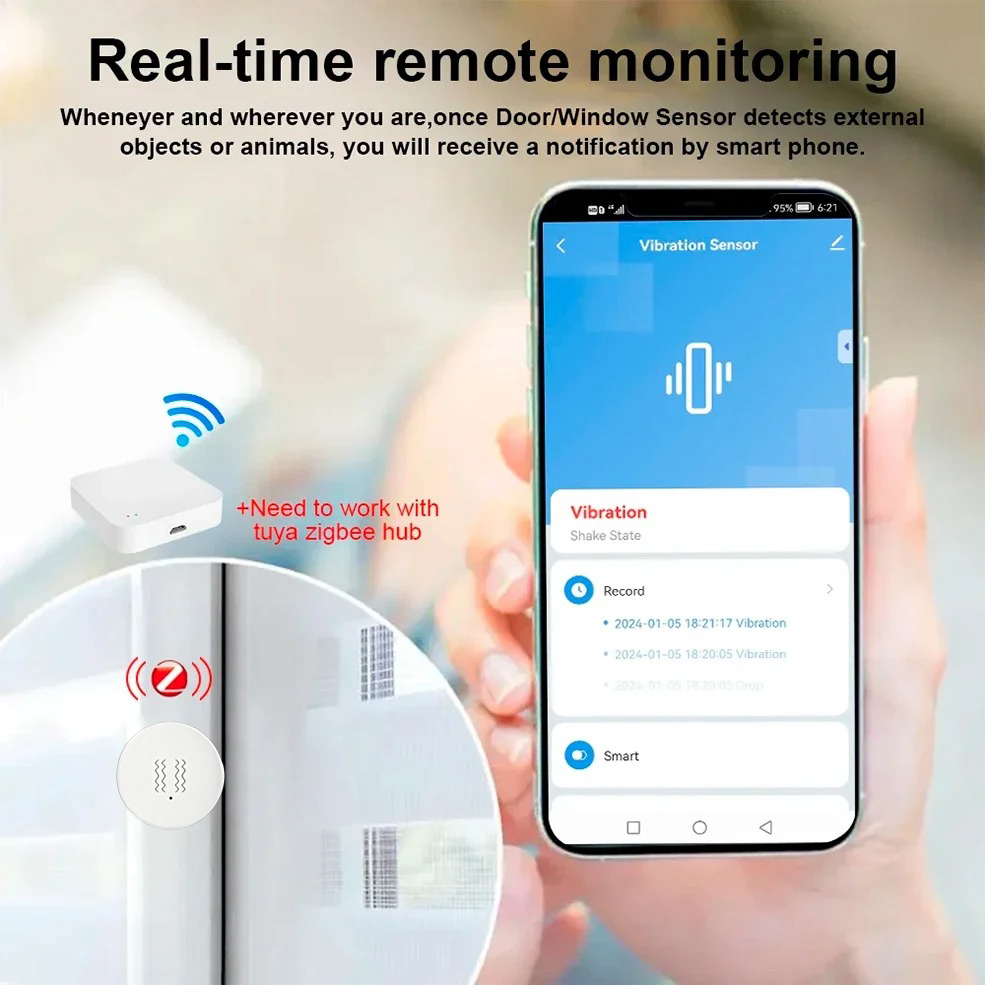 Tuya ZigBee Smart Vibration &  - Smart Home Security System ulasan dan harga