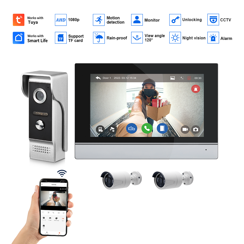 7Inch IPS Screen 2MP  Tuya Rem - Video Doorbell ulasan dan harga