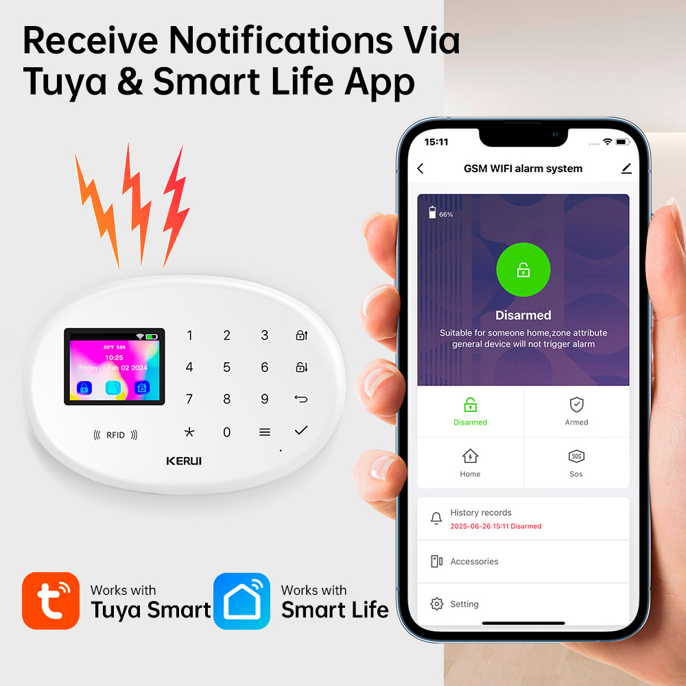KERUI Tuya Wireless Home Alarm - Smart Home Security System ulasan dan harga